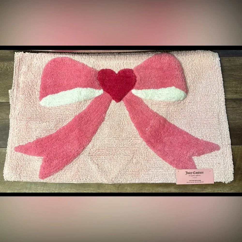 Juicy Couture Pink Bow Plush Bath Rug